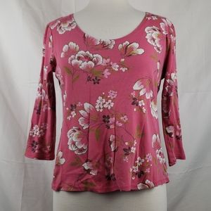 White Stag Floral Longsleeve Shirt Size Medium Pink